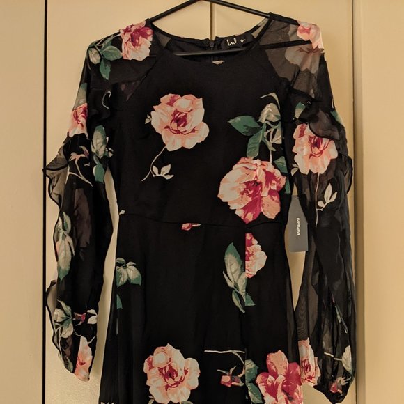 Black Foral Dress NWT - Picture 2 of 5
